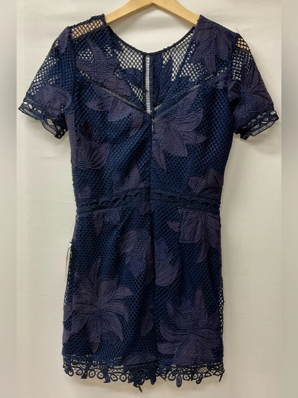 Brand New-Adelyn Rae Illusion Lace Romper in midnight/navy blue